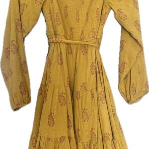 Elegant Mustard Long Sleeve Dress